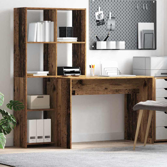 Bord Med Hylde Gammelt Træ 138.5 X 55 X 143 Cm Konstrueret Træ - Hovedbillede