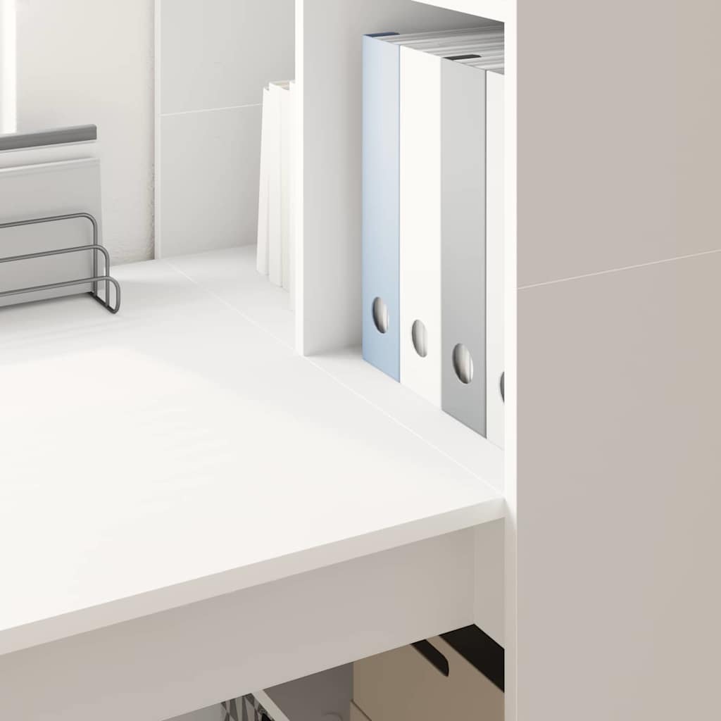 Bord Med Hylde Hvid 122 X 67 X 145 Cm Konstrueret Træ - Billede 4