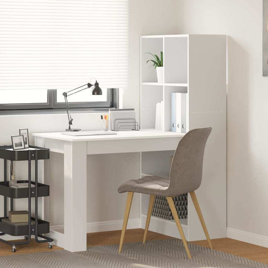 Bord Med Hylde Hvid 122 X 67 X 145 Cm Konstrueret Træ - Hovedbillede