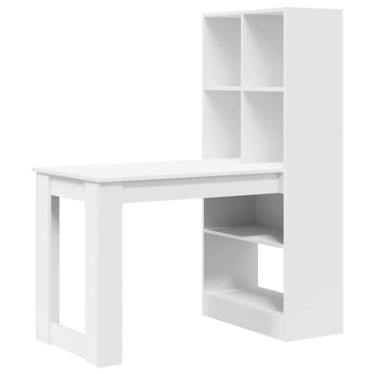 Bord Med Hylde Hvid 122 X 67 X 145 Cm Konstrueret Træ - Billede 2