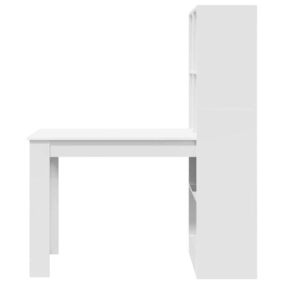 Bord Med Hylde Hvid 122 X 67 X 145 Cm Konstrueret Træ - Billede 5