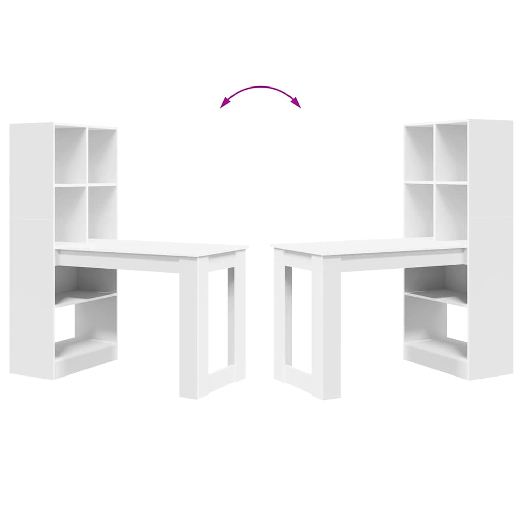 Bord Med Hylde Hvid 122 X 67 X 145 Cm Konstrueret Træ - Billede 9