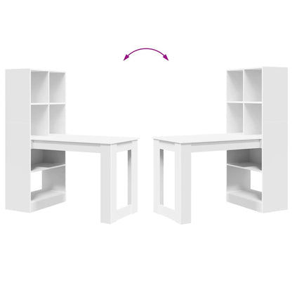 Bord Med Hylde Hvid 122 X 67 X 145 Cm Konstrueret Træ - Billede 9