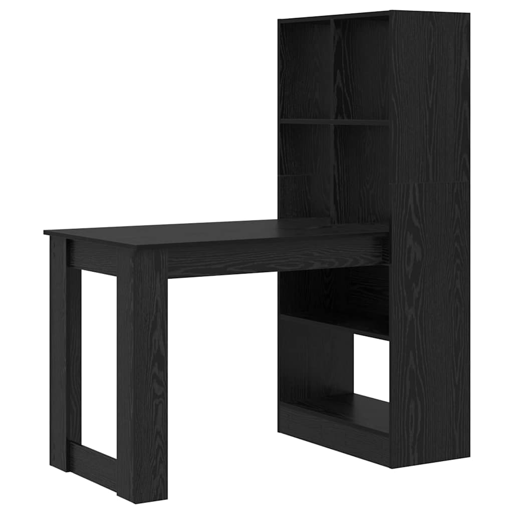 Bord Med Hylde Sort Eg 122 X 67 X 145 Cm Konstrueret Træ - Billede 2