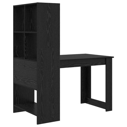 Bord Med Hylde Sort Eg 122 X 67 X 145 Cm Konstrueret Træ - Billede 7