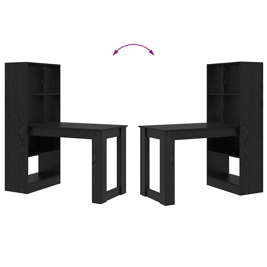 Bord Med Hylde Sort Eg 122 X 67 X 145 Cm Konstrueret Træ - Billede 9