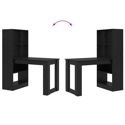 Bord Med Hylde Sort Eg 122 X 67 X 145 Cm Konstrueret Træ - Billede 9