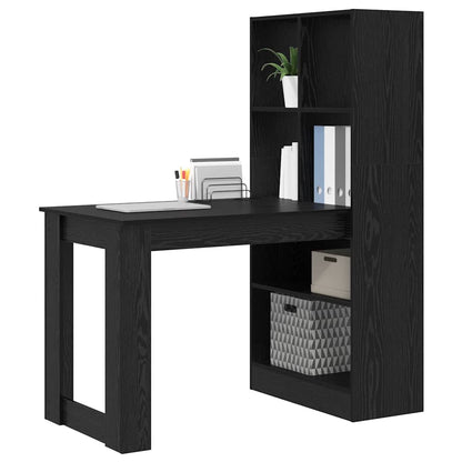 Bord Med Hylde Sort Eg 122 X 67 X 145 Cm Konstrueret Træ - Billede 3
