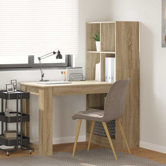 Bord Med Hylde Sonoma-eg 122 X 67 X 145 Cm Konstrueret Træ - Hovedbillede