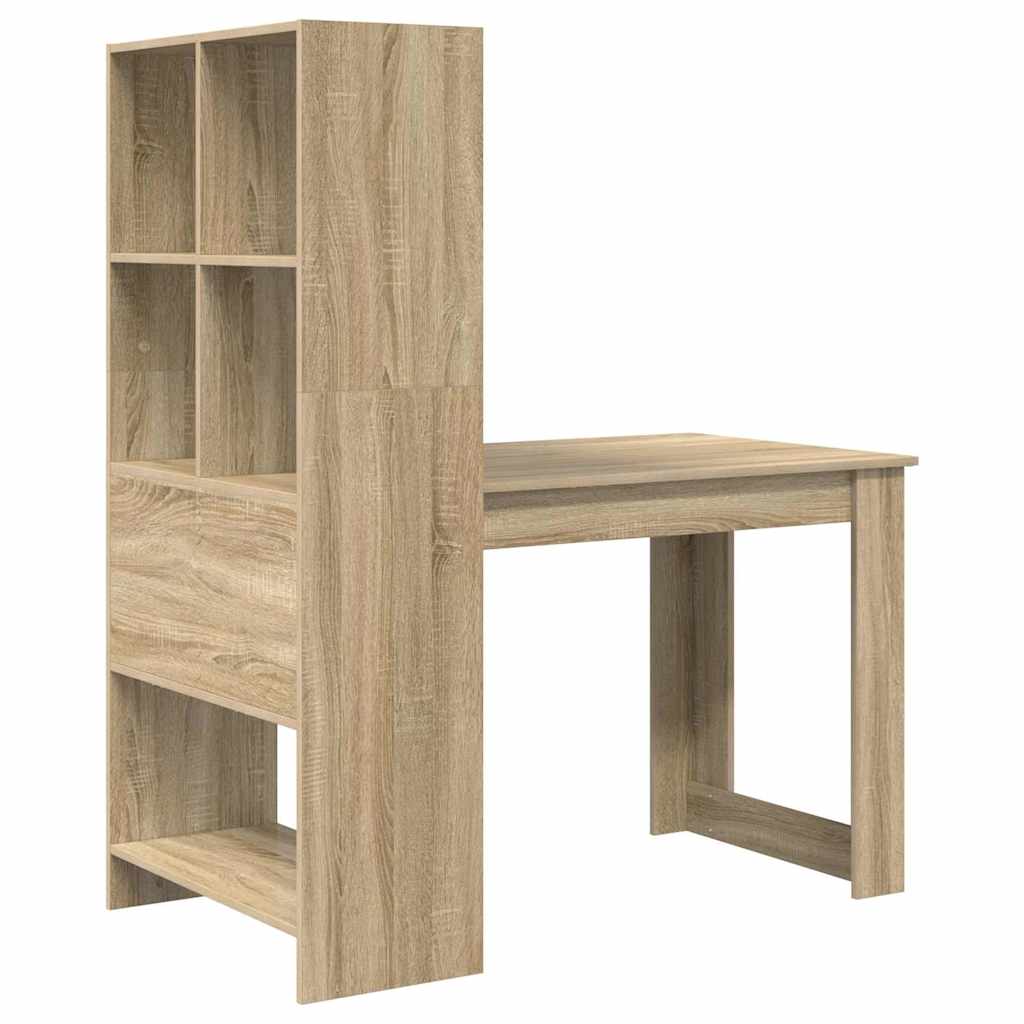 Bord Med Hylde Sonoma-eg 122 X 67 X 145 Cm Konstrueret Træ - Billede 7