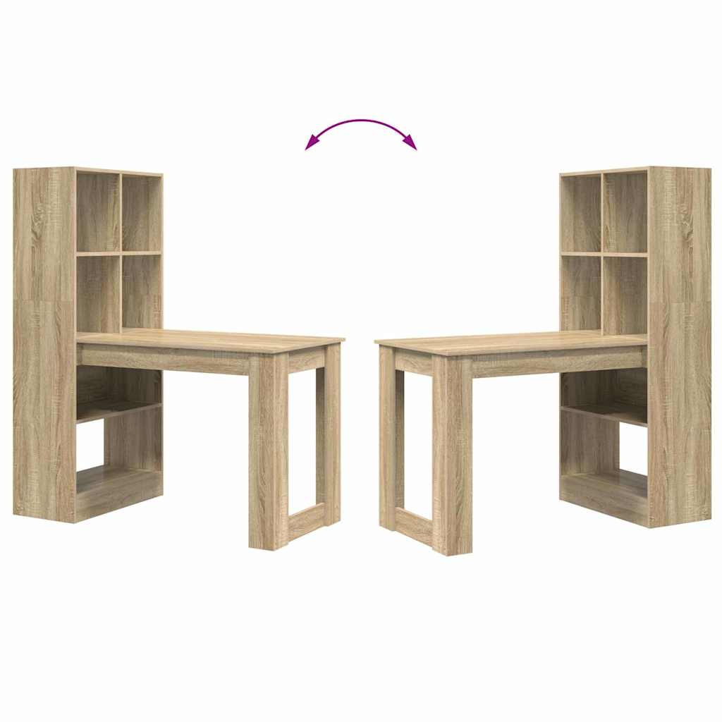 Bord Med Hylde Sonoma-eg 122 X 67 X 145 Cm Konstrueret Træ - Billede 9