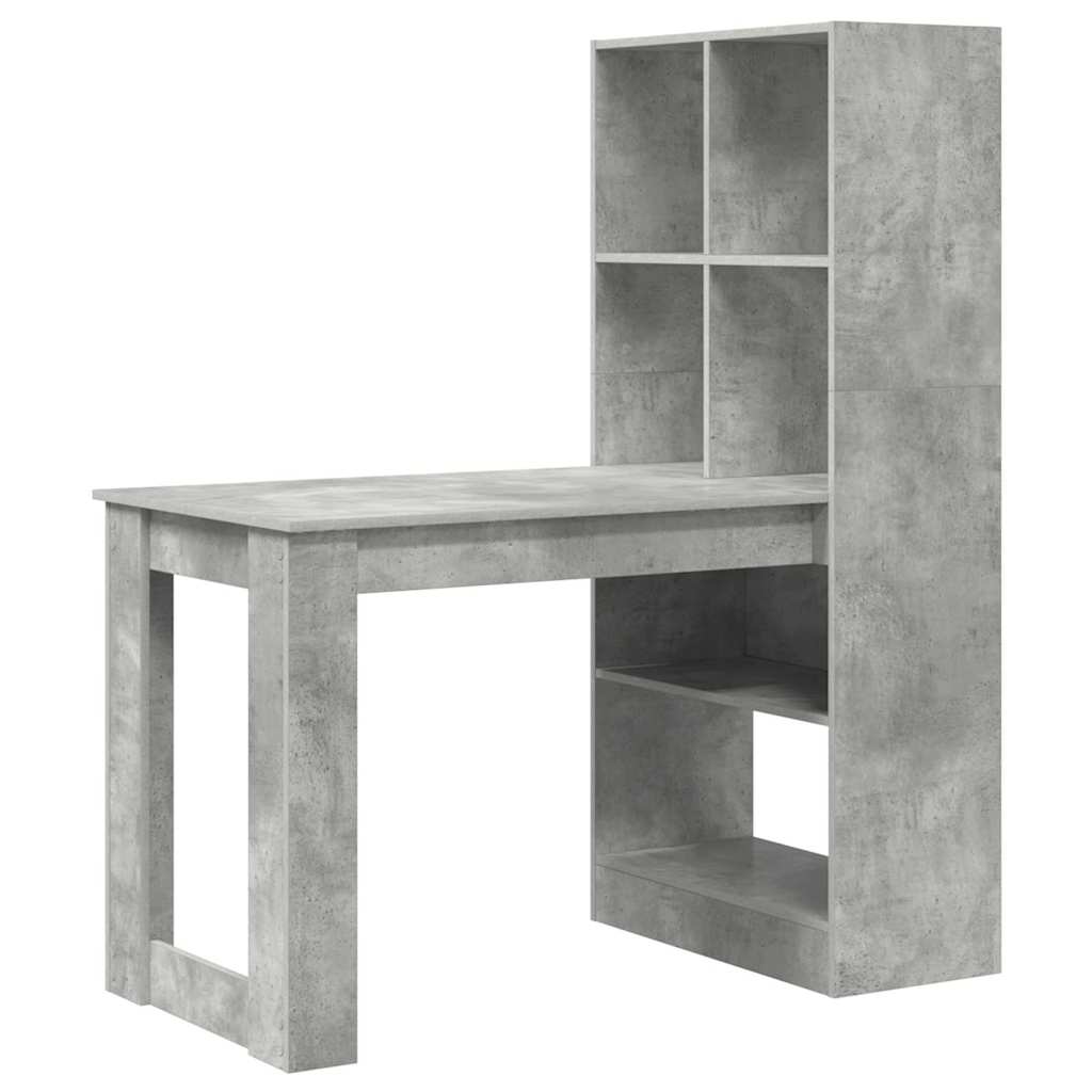 Bord Med Hylde Beton Grå 122 X 67 X 145 Cm Konstrueret Træ - Billede 2