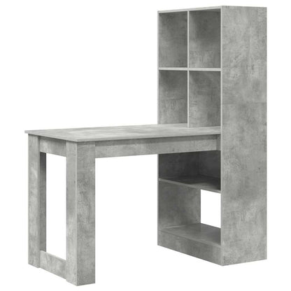 Bord Med Hylde Beton Grå 122 X 67 X 145 Cm Konstrueret Træ - Billede 2