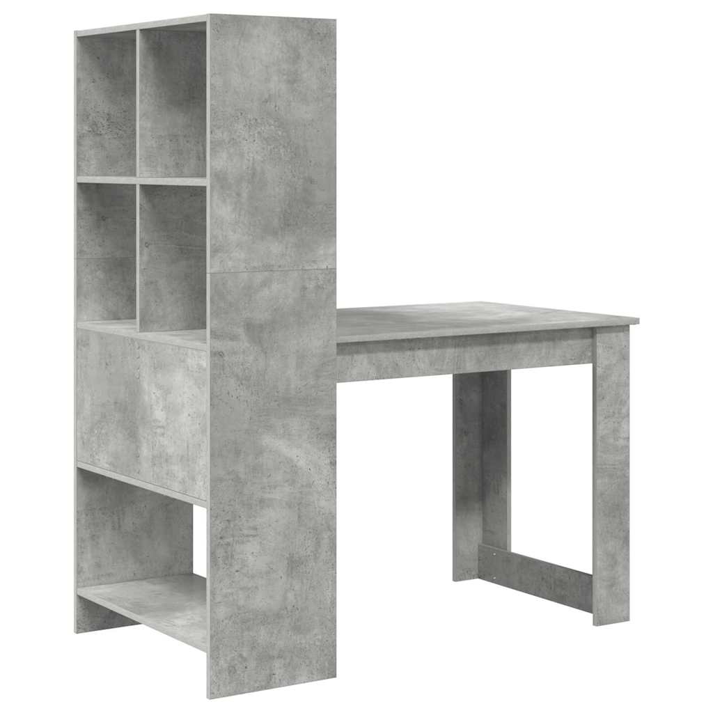 Bord Med Hylde Beton Grå 122 X 67 X 145 Cm Konstrueret Træ - Billede 7