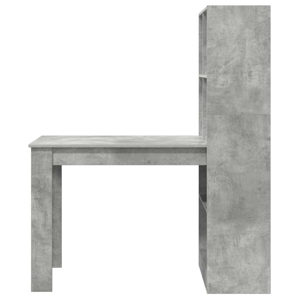 Bord Med Hylde Beton Grå 122 X 67 X 145 Cm Konstrueret Træ - Billede 5