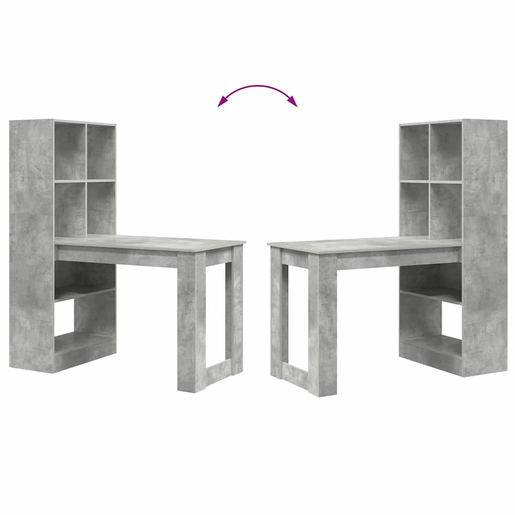 Bord Med Hylde Beton Grå 122 X 67 X 145 Cm Konstrueret Træ - Billede 9