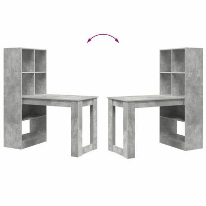 Bord Med Hylde Beton Grå 122 X 67 X 145 Cm Konstrueret Træ - Billede 9