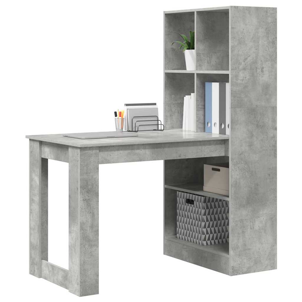 Bord Med Hylde Beton Grå 122 X 67 X 145 Cm Konstrueret Træ - Billede 3