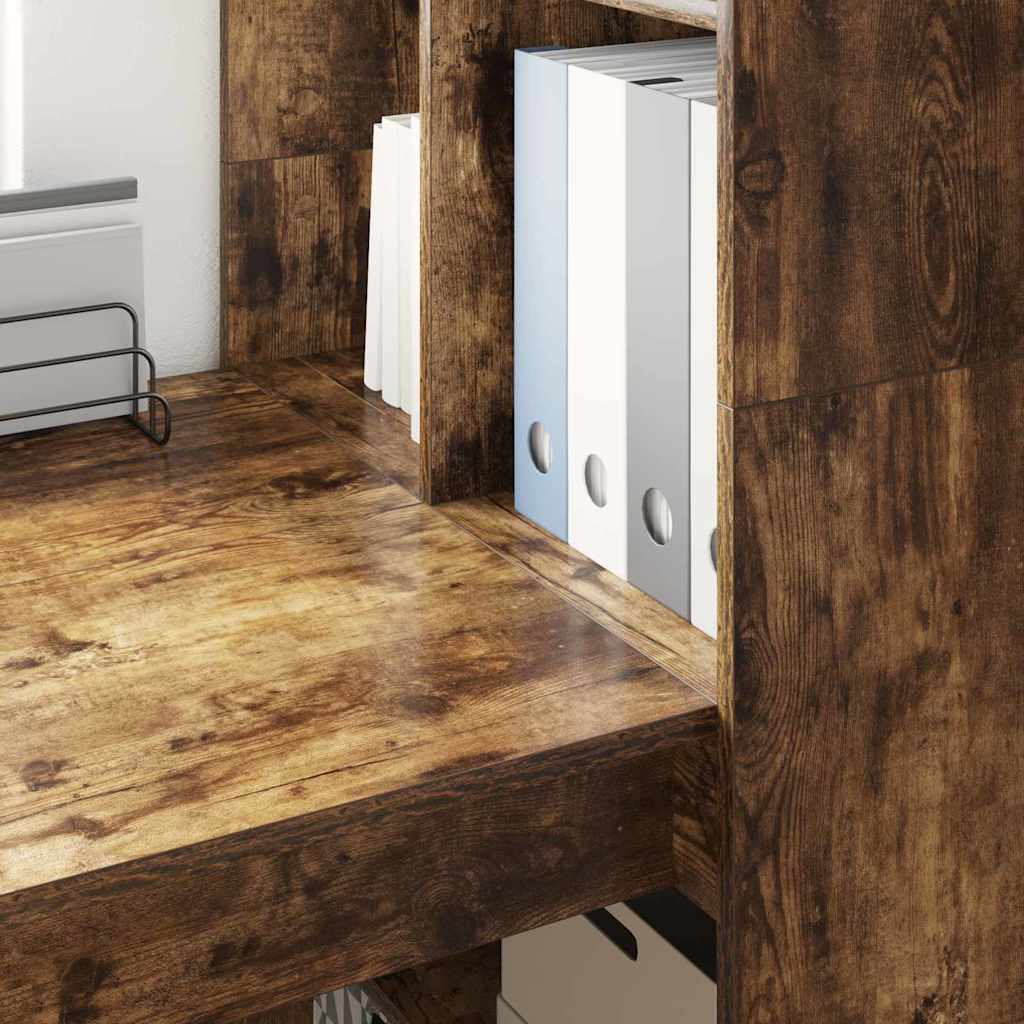Bord Med Hylde Røget Eg 122 X 67 X 145 Cm Konstrueret Træ - Billede 4