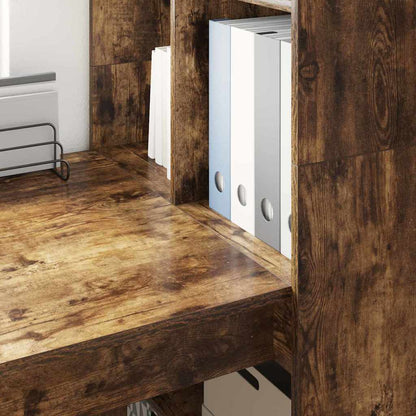 Bord Med Hylde Røget Eg 122 X 67 X 145 Cm Konstrueret Træ - Billede 4