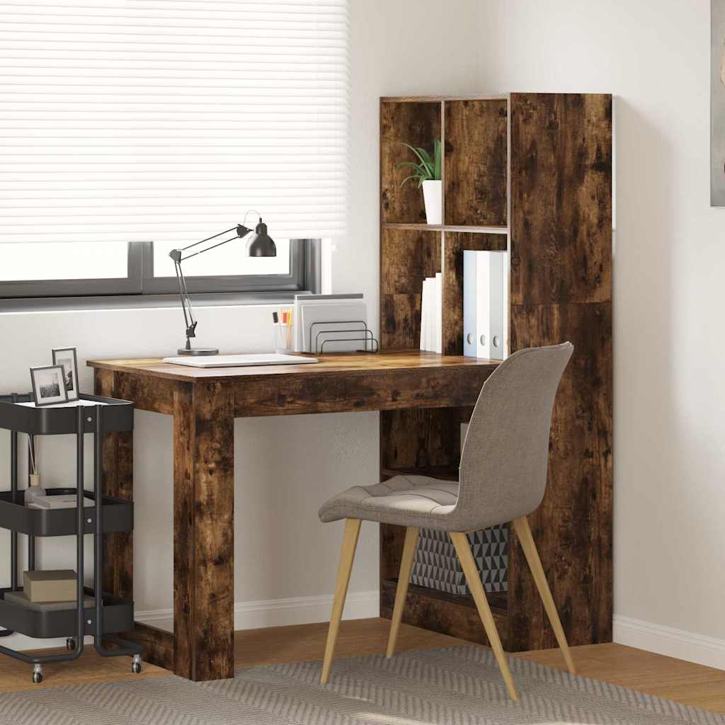 Bord Med Hylde Røget Eg 122 X 67 X 145 Cm Konstrueret Træ - Hovedbillede