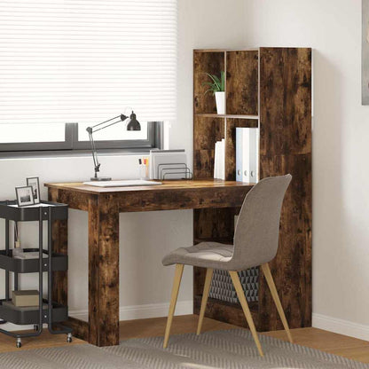 Bord Med Hylde Røget Eg 122 X 67 X 145 Cm Konstrueret Træ - Hovedbillede