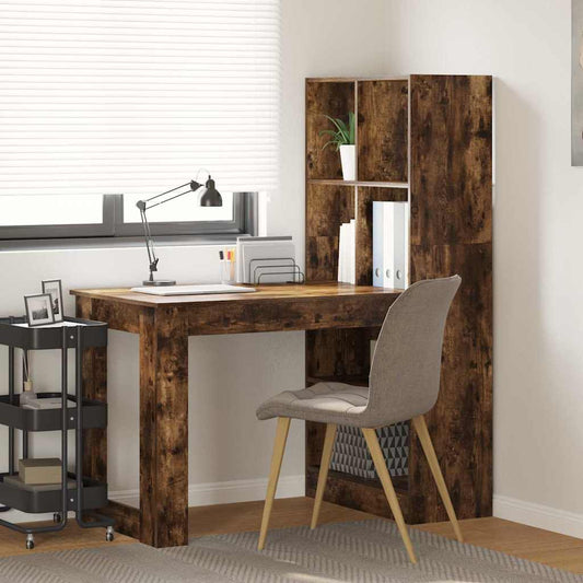 Bord Med Hylde Røget Eg 122 X 67 X 145 Cm Konstrueret Træ - Hovedbillede