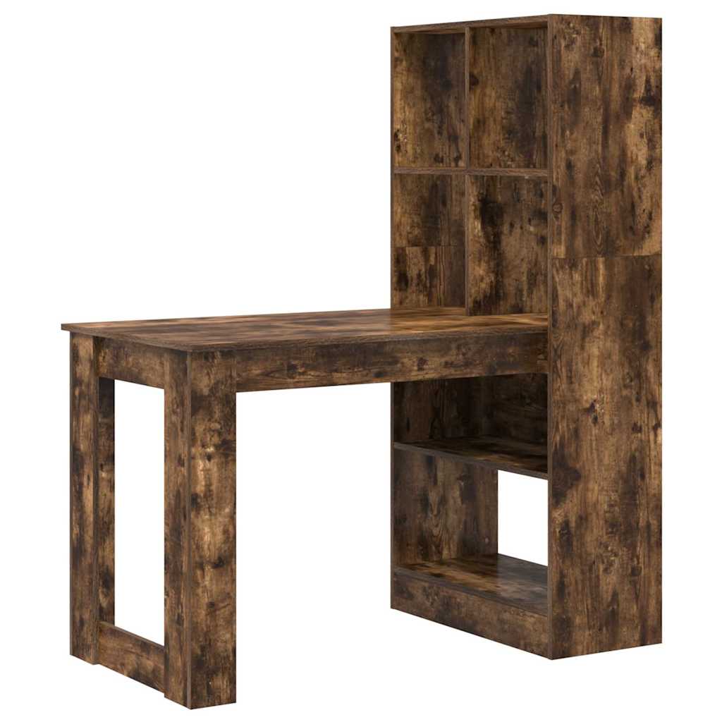Bord Med Hylde Røget Eg 122 X 67 X 145 Cm Konstrueret Træ - Billede 2