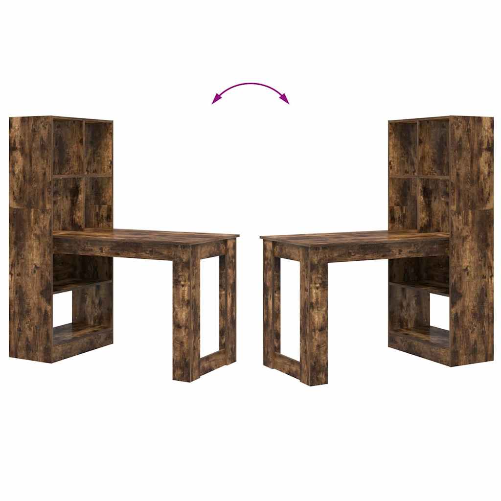 Bord Med Hylde Røget Eg 122 X 67 X 145 Cm Konstrueret Træ - Billede 9