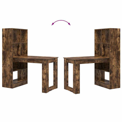 Bord Med Hylde Røget Eg 122 X 67 X 145 Cm Konstrueret Træ - Billede 9