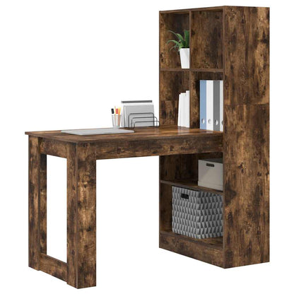 Bord Med Hylde Røget Eg 122 X 67 X 145 Cm Konstrueret Træ - Billede 3