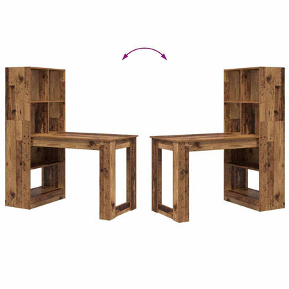 Bord Med Hylde Gammelt Træ 122 X 67 X 145 Cm Konstrueret Træ - Billede 9
