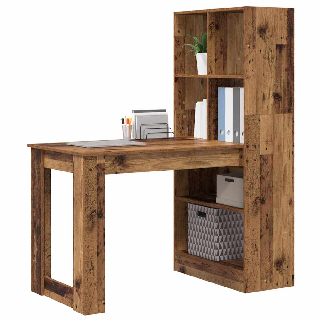 Bord Med Hylde Gammelt Træ 122 X 67 X 145 Cm Konstrueret Træ - Billede 3