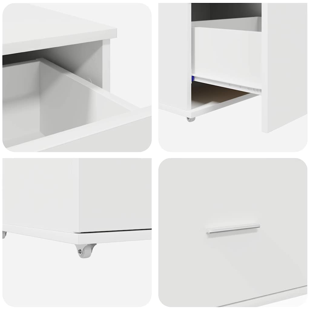 Bord Med Skuffe Hvid 131,5 X 50 X 106,5 Cm Konstrueret Træ - Billede 9