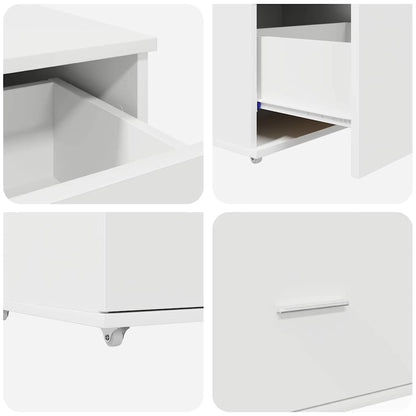 Bord Med Skuffe Hvid 131,5 X 50 X 106,5 Cm Konstrueret Træ - Billede 9