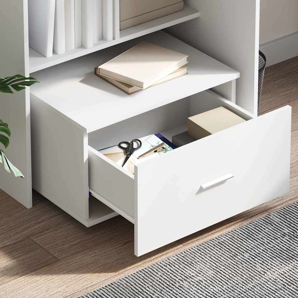 Bord Med Skuffe Hvid 131,5 X 50 X 106,5 Cm Konstrueret Træ - Billede 4