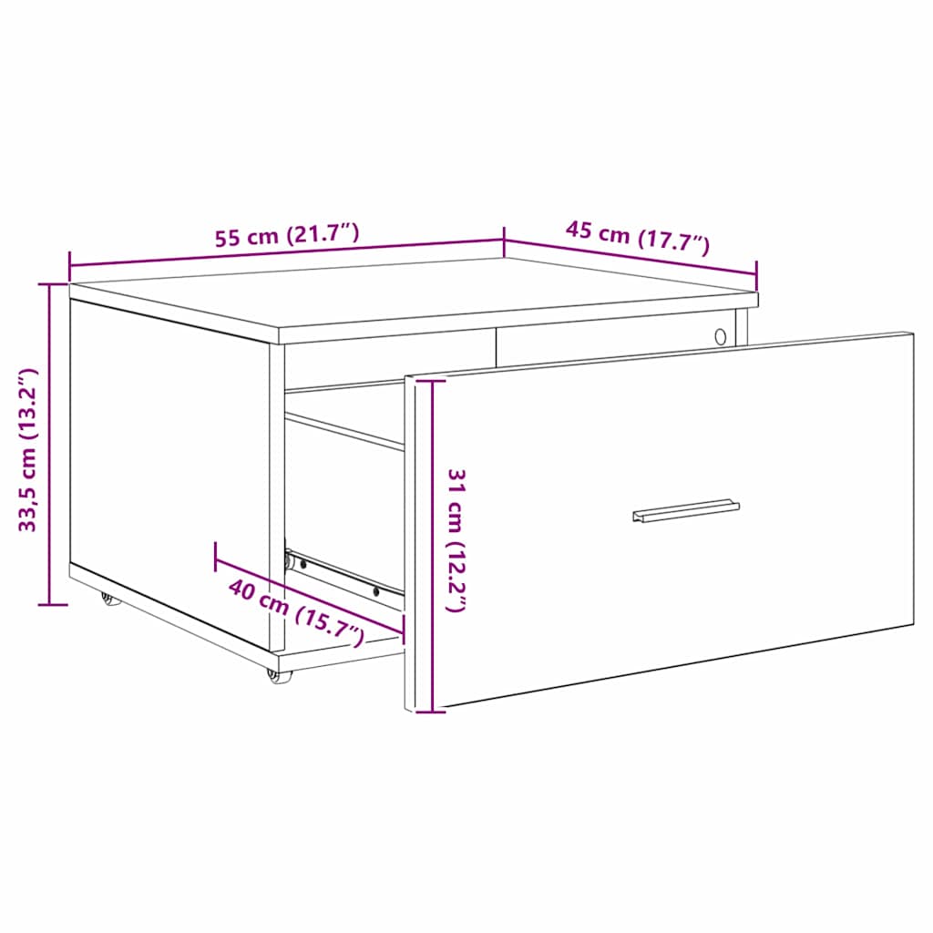 Bord Med Skuffe Hvid 131,5 X 50 X 106,5 Cm Konstrueret Træ - Billede 13