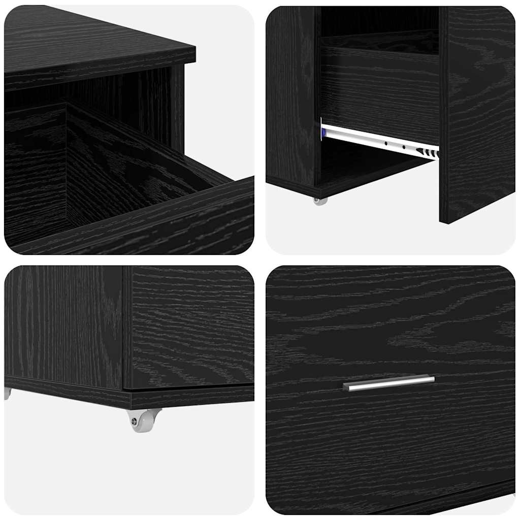 Bord Med Skuffe Sort Eg 131,5 X 50 X 106,5 Cm Konstrueret Træ - Billede 10