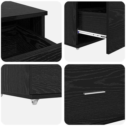 Bord Med Skuffe Sort Eg 131,5 X 50 X 106,5 Cm Konstrueret Træ - Billede 10