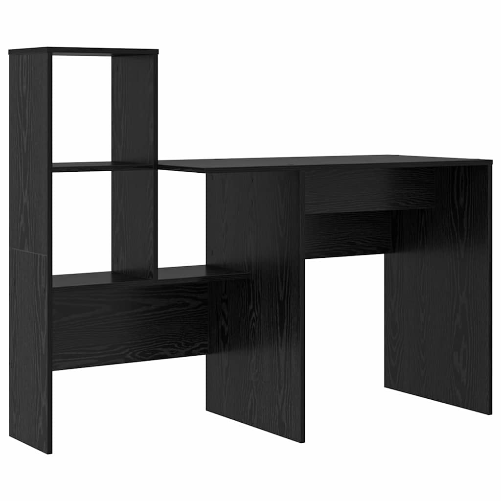 Bord Med Skuffe Sort Eg 131,5 X 50 X 106,5 Cm Konstrueret Træ - Billede 5
