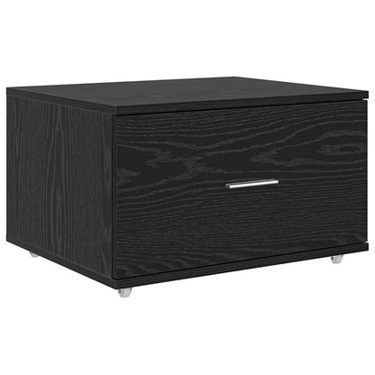 Bord Med Skuffe Sort Eg 131,5 X 50 X 106,5 Cm Konstrueret Træ - Billede 6