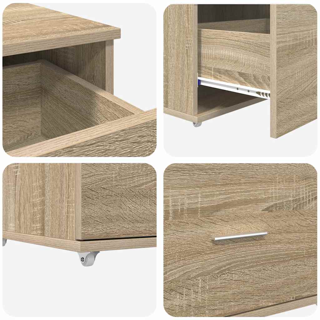 Bord Med Skuffe Sonoma-eg 131,5 X 50 X 106,5 Cm Konstrueret Træ - Billede 10