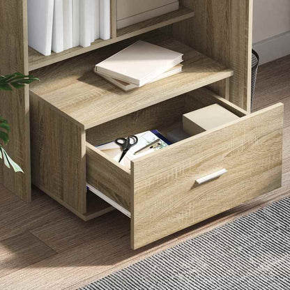 Bord Med Skuffe Sonoma-eg 131,5 X 50 X 106,5 Cm Konstrueret Træ - Billede 4