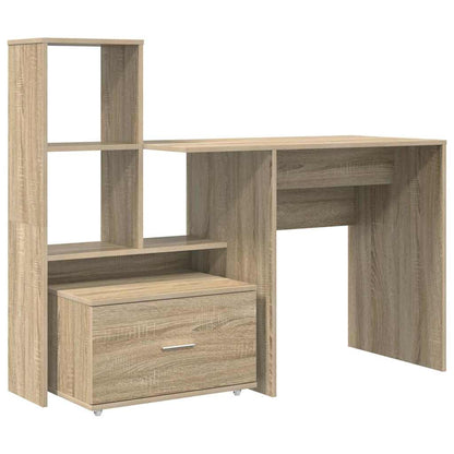 Bord Med Skuffe Sonoma-eg 131,5 X 50 X 106,5 Cm Konstrueret Træ - Billede 2