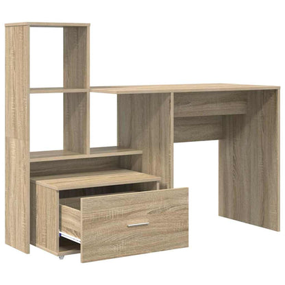 Bord Med Skuffe Sonoma-eg 131,5 X 50 X 106,5 Cm Konstrueret Træ - Billede 7