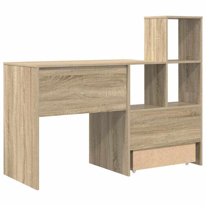 Bord Med Skuffe Sonoma-eg 131,5 X 50 X 106,5 Cm Konstrueret Træ - Billede 9