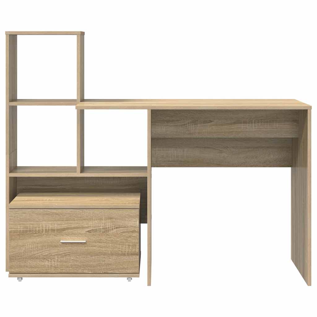 Bord Med Skuffe Sonoma-eg 131,5 X 50 X 106,5 Cm Konstrueret Træ - Billede 8