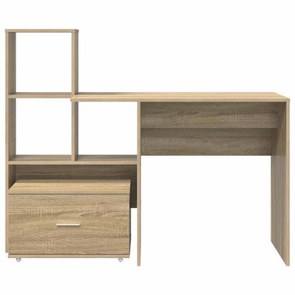 Bord Med Skuffe Sonoma-eg 131,5 X 50 X 106,5 Cm Konstrueret Træ - Billede 8