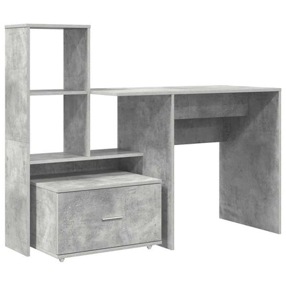 Bord Med Skuffe Betongrå 131,5 X 50 X 106,5 Cm Konstrueret Træ - Billede 2