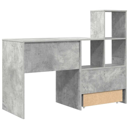 Bord Med Skuffe Betongrå 131,5 X 50 X 106,5 Cm Konstrueret Træ - Billede 9